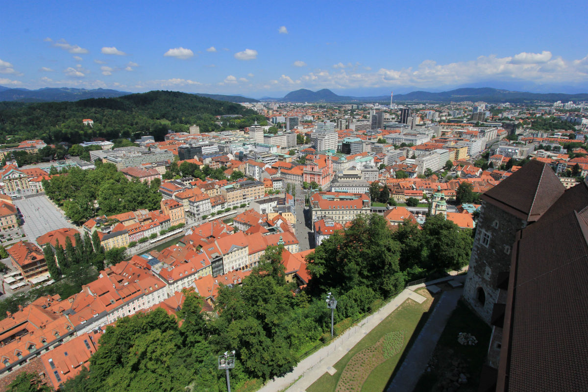 Ljubljana vanaf het Ljubljanski Grad in Slovenie