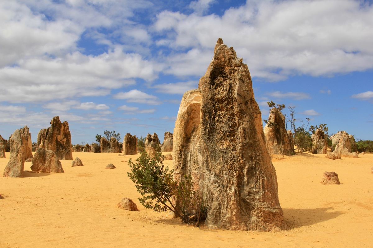 De rotstenen formaties bij The Pinnacles verdienen een bezoekje tijdens jouw reis door West-Australië