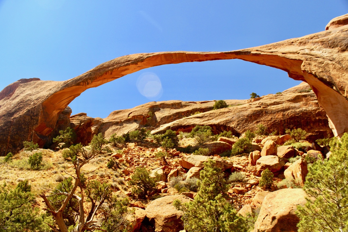 De Landscape Arch is een van de highlights in Arches National Park